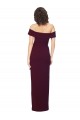 Purchase Fitted Full Length Off the Shoulder Crepe Prom Dress with Side Split and Waist Tie UK