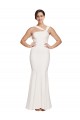 Purchase Full Length Square Neck Crepe Prom Dress with Asymmetrical Straps and Bow Back UK