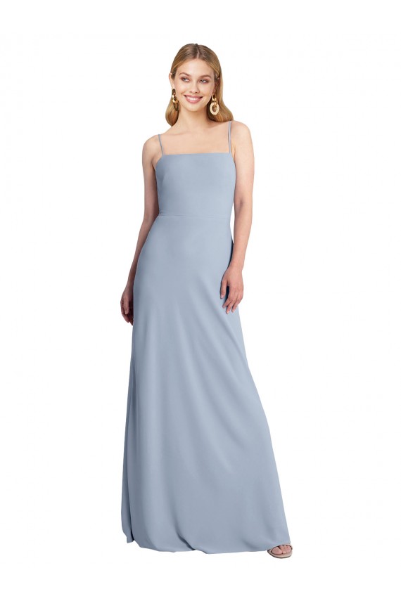 Purchase Straight Neckline Crepe Slip Prom Dress with Strappy Back UK