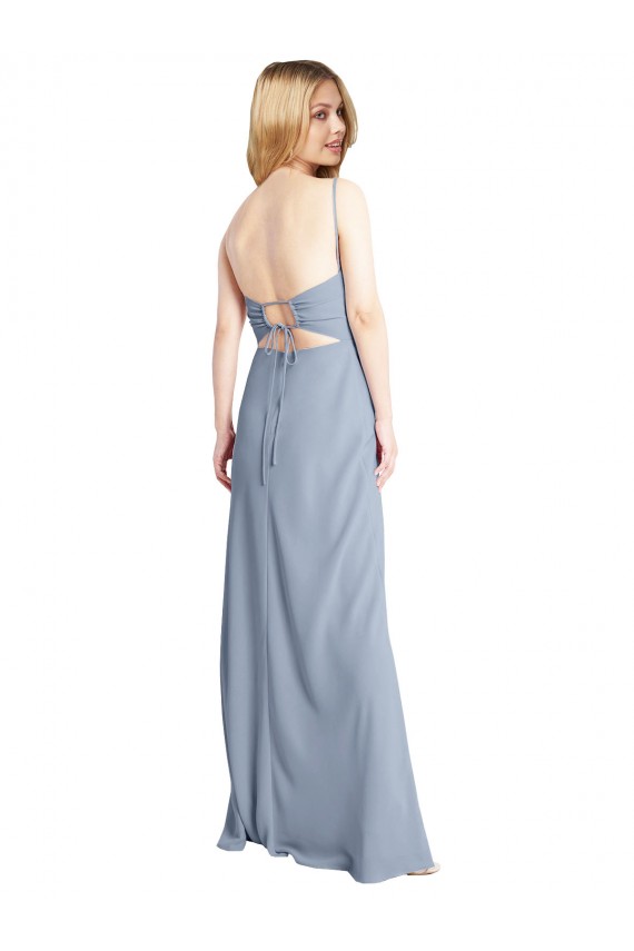 Purchase Straight Neckline Crepe Slip Prom Dress with Strappy Back UK