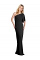 Purchase Pleated One Shoulder Flutter Sleeves Slim Crepe Prom Dress UK
