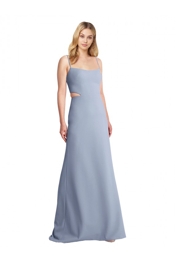 Purchase Feminine Scoop Neckline Long Crepe Slip Prom Dress  UK