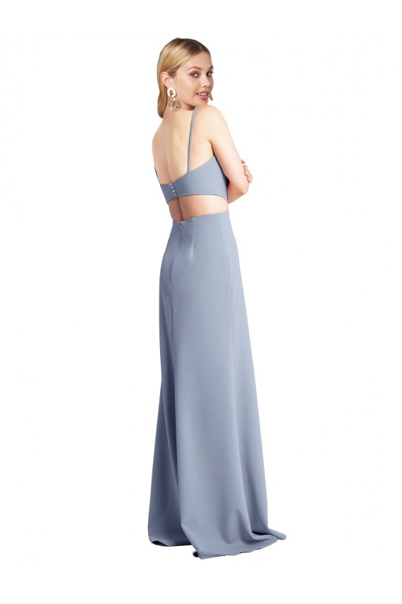 Purchase Feminine Scoop Neckline Long Crepe Slip Prom Dress  UK