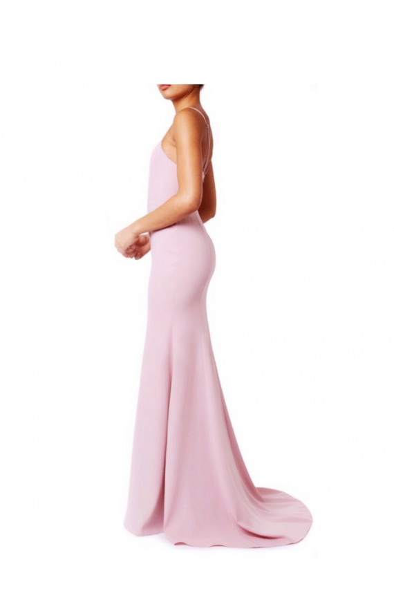 Purchase Square Neck Criss Cross Open Back Slim Crepe Prom Dress with Spaghetti Straps UK