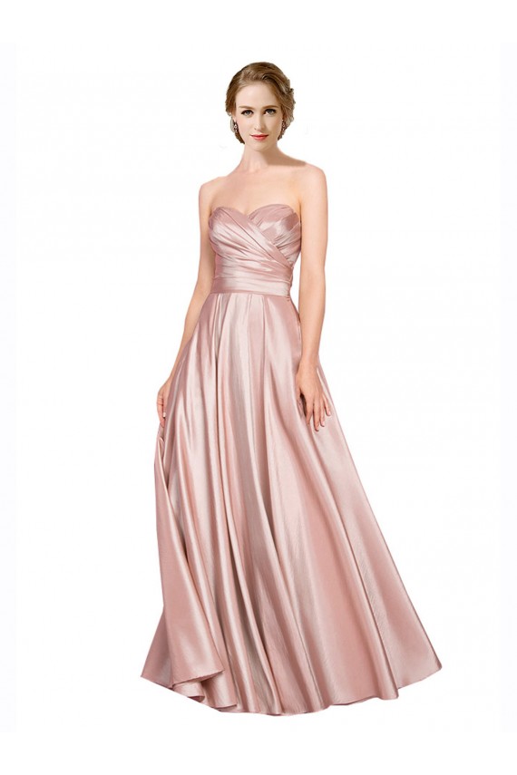 Purchase Long Plated Strapless Sweetheat Stretch Satin Prom Dress UK