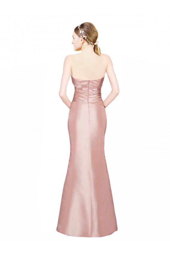 Purchase Long Strapless Stretch Satin Prom Dress with Pleats and Low Back UK