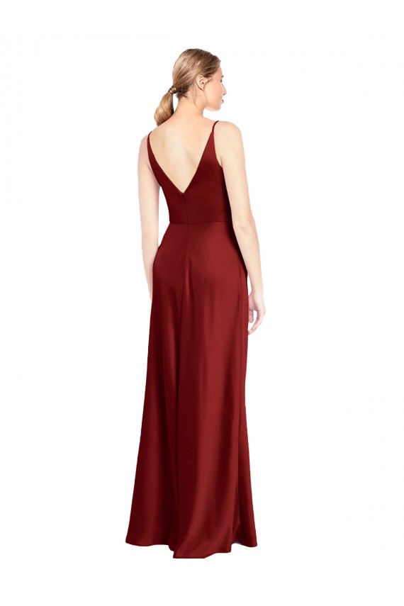 Purchase Full Length Long Stretch Satin Slip Prom Dress V-Back UK