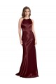 Purchase High Neck Halter Long Sleeveless Stretch Satin Prom Dress with Strappy Back UK