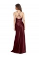 Purchase High Neck Halter Long Sleeveless Stretch Satin Prom Dress with Strappy Back UK