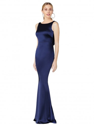 Purchase Sheath High Neck Stretch Satin Prom Dress Low Back UK