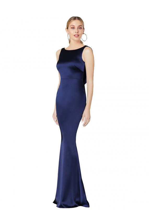 Purchase Sheath High Neck Stretch Satin Prom Dress Low Back UK