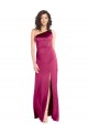 Purchase Sleek One Shoulder A-Line Long Stretch Satin Prom Dress with Spaghetti Straps Back UK