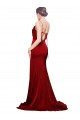 Purchase Cowl Front Neck Sweep Train Stretch Satin Prom Dress with High Side Split UK