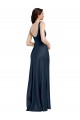 Purchase Square Neck A-Line Long Stretch Satin Prom Dress with Wide Straps UK