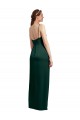 Purchase Sleek Straight Neckline Long Wrap Stretch Satin Prom Dress with Angled Pleats UK