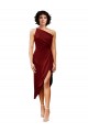 Purchase One Shoulder Midi Length Short Stretch Satin Wrap Style Cocktail Prom Dress / Homecoming Dress UK