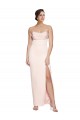 Purchase Cowl Neck Strapless Stretch Satin Prom Dress with High Split UK