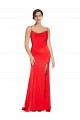 Purchase Low Back Cowl Neck Stretch Satin Prom Dress with High Side Slit UK