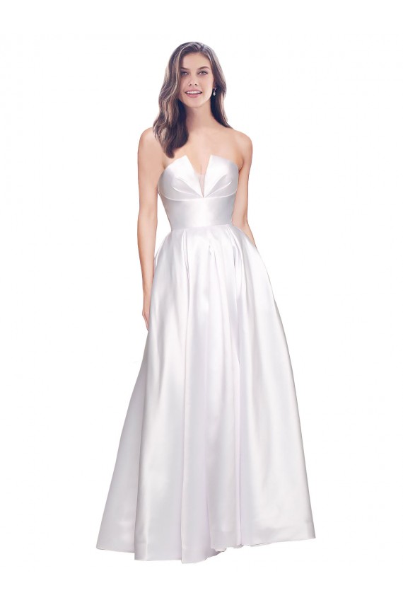 Purchase Full Length Strapless V-Cutout Stretch Satin Prom Dress UK