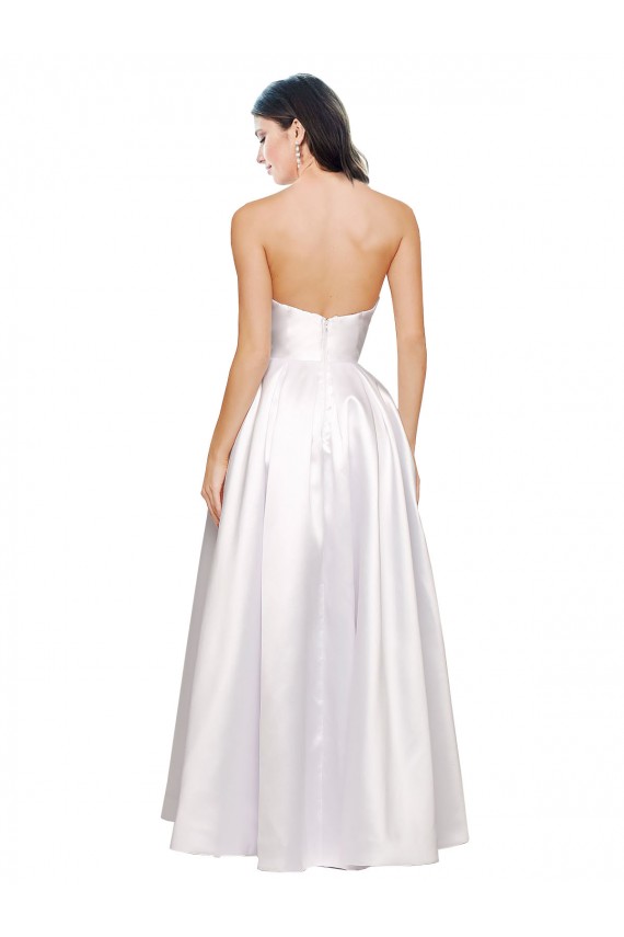 Purchase Full Length Strapless V-Cutout Stretch Satin Prom Dress UK