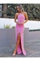 Purchase Halter Sleeveless Long Floor Length Velvet Sequin Prom Dress with Slit UK