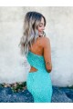 Purchase Mermaid One Shoulder Sleeveless Long Sweep Train Velvet Sequin Prom Dress UK