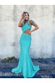 Purchase Mermaid One Shoulder Sleeveless Long Sweep Train Velvet Sequin Prom Dress UK