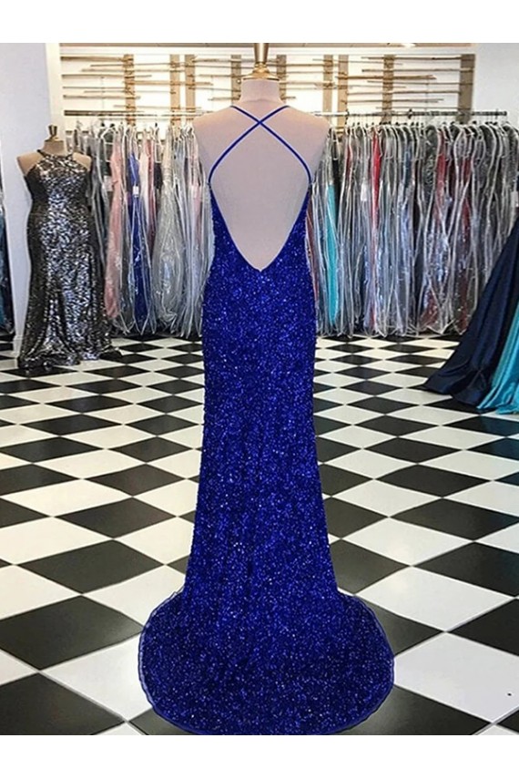 Purchase V-Neck Sleeveless Long Velvet Sequin Prom Dress UK