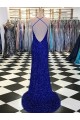 Purchase V-Neck Sleeveless Long Velvet Sequin Prom Dress UK