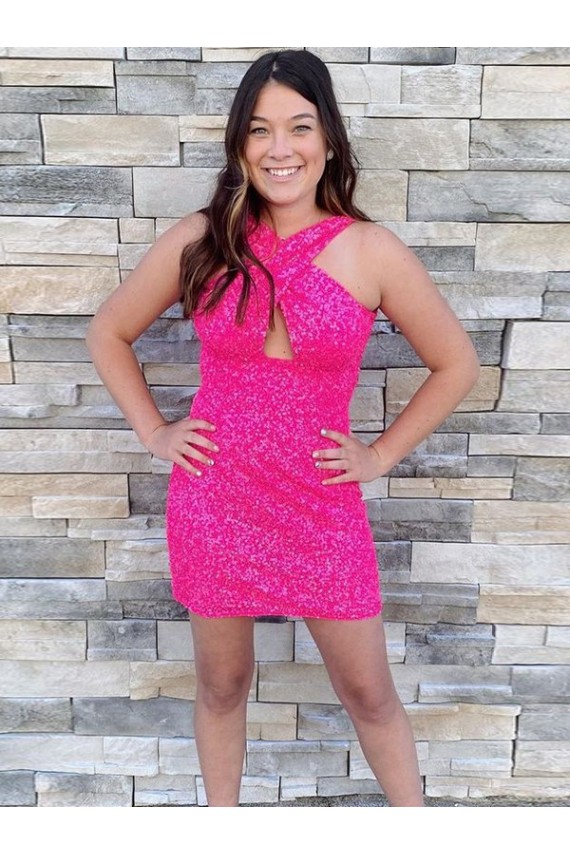 Purchase Halter Sleeveless Short Velvet Sequin Cocktail Prom Dress UK