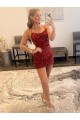Purchase Spaghetti Straps Criss Cross Back Sleeveless Short Velvet Sequin Prom Dress UK