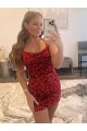 Purchase Spaghetti Straps Criss Cross Back Sleeveless Short Velvet Sequin Prom Dress UK