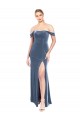 Purchase Draped Sleeves Wide Scoop Neck Off the Shoulder Velvet Prom Dress UK
