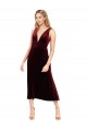 Purchase Daring Plunging V-Neckline Short Midi Length Velvet Cocktail Prom Dress / Homecoming Dress UK