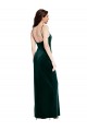 Purchase Straight Neckline Spaghetti Straps Long Velvet Prom Dress with High Side Slit UK