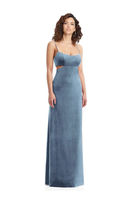 Purchase Spaghetti Strap Long Full Length Velvet Maxi Prom Dress UK