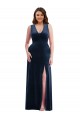 Purchase Deep V-Neck Sleeveless Velvet Maxi Prom Dress with Pockets UK