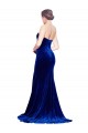 Purchase Strapless Ruched Velvet Prom Dress with Sweep Train and Front Slit UK